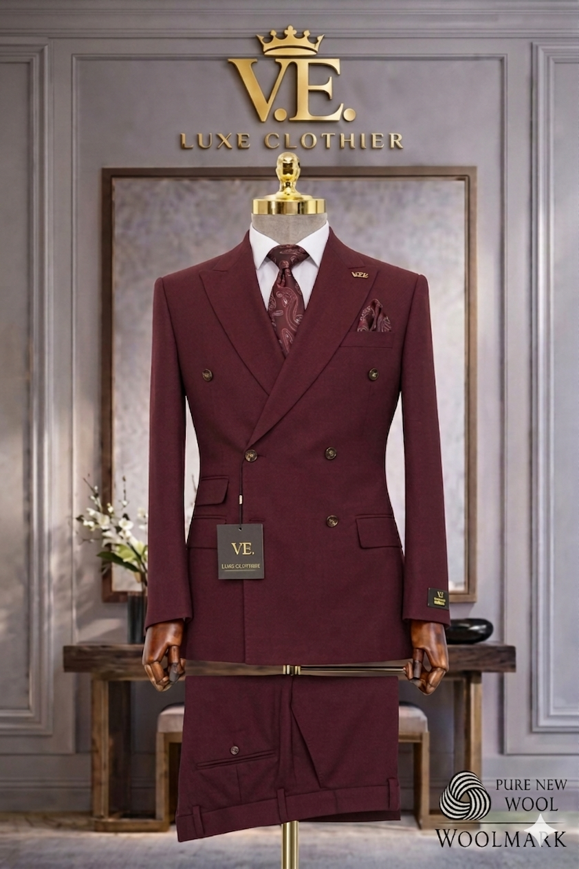 The Burgundy Peak Double-Breasted