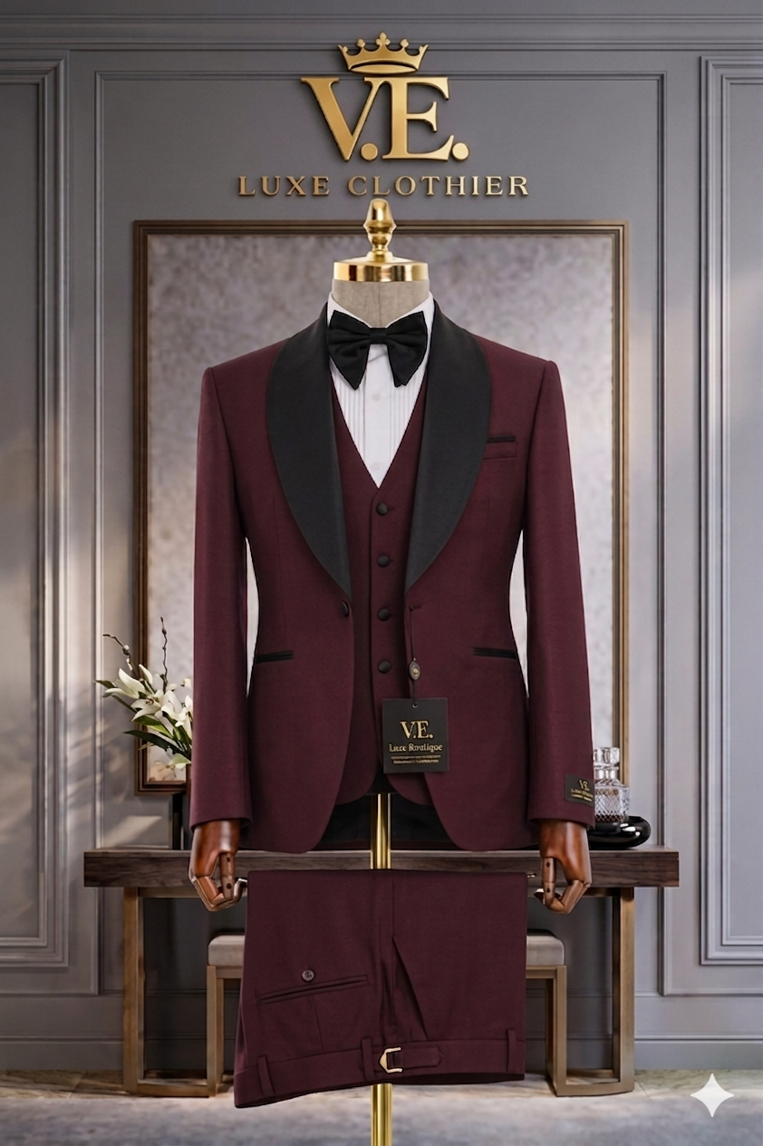 The Burgundy Shawl Tuxedo Three-Piece